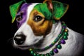 Cute dog dressed up in costume for Mardi Gras