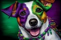 Cute dog dressed up in costume for Mardi Gras