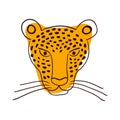 Cute jaguar face hand drawn illustration, sketch.
