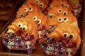 Cute Japanese Halloween character doughnuts with eyes with pumpkin topping