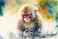 Snow monkey in water