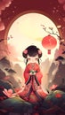 A cute Japanese style wallpaper about relief, superstition, astrology, strengthening luck and destiny.