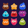 Cute jelly characters with different emotions Royalty Free Stock Photo