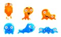 Cute Jelly Monsters Set, Funny Bright Slimy Cartoon Character with Various Emotions Vector Illustration Royalty Free Stock Photo