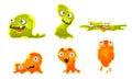 Cute Jelly Monsters Set, Funny Slimy Cartoon Character with Various Emotions Vector Illustration