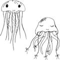 Cute jellyfish. Drawing with a line. Vector illustration.