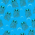 Cute Jellyfish seamless pattern