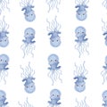 Cute Jellyfish Seamless Pattern on white background illustration Royalty Free Stock Photo