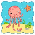 Cute Jellyfish underwater cartoon. Jellyfish clipart