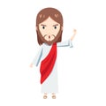 Cute Jesus Christ is teaching with his left hand raised