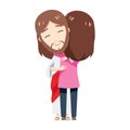 Cute Jesus is Hugging a girl with pink shirt