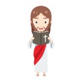 Cute Jesus is reading a bible. Isolated Vector Illustration Royalty Free Stock Photo