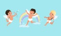 Cute Joyful Baby Cherubs Set, Cute Lovely Boys Cupid Characters in Different Actions Cartoon Vector Illustration