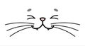 Cute, Joyful, Happy Animal Face, Emoji. The cat`s face with a mustache blinked, smiling. Image for baby clothes, t-shirts. Vector