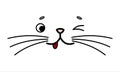 Cute, Joyful, Happy Animal Face. The Face Of The Cat With A Mustache Shows Its Tongue, Teases, One Eye Is Squinted. Image For