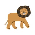 Cute jungle wild animal walking - lion in scandinavian style