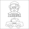 Cute junior driver. Cartoon hand drawn vector illustration. Cartoon isolated vector illustration, Creative vector Childish design
