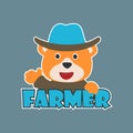 Cute junior farmer. Cartoon hand drawn vector illustration. Can be used for t-shirt print, kids wear fashion design, invitation