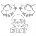Cute junior pilot. Cartoon hand drawn vector illustration. Cartoon isolated vector illustration, Creative vector Childish design