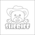 Cute junior sheriff. Cartoon hand drawn vector illustration. Cartoon isolated vector illustration, Creative vector Childish design