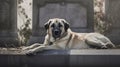 Cute Kangal breed dog lying generative AI