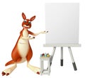 Cute Kangaroo cartoon character with easel board