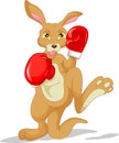 Cute kangaroo cartoon wearing boxing glove Royalty Free Stock Photo