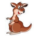 Cute kangaroo character in brown color, cartoon illustration, isolated object on white background, vector Royalty Free Stock Photo