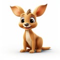 Cute Kangaroo 3d Clay Render: Realistic Cartoon Character Sculpted In Hurufiyya Style