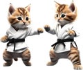 Cute Karate Kitten character design. Ai-Generated.