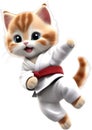 Cute Karate Kitten character design. Ai-Generated.