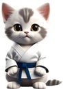 Cute Karate Kitten character design. Ai-Generated. Royalty Free Stock Photo