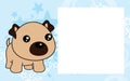 Cute kawaii pug dog cartoon frame picture background Royalty Free Stock Photo