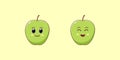 Cute Kawaii Apple, Cartoon Ripe Fruit. Vector Royalty Free Stock Photo