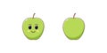 Cute Kawaii Apple, Cartoon Ripe Fruit. Vector Royalty Free Stock Photo