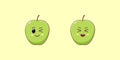 Cute Kawaii Apple, Cartoon Ripe Fruit. Vector Royalty Free Stock Photo