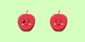 Cute Kawaii Apple, Cartoon Ripe Fruit. Vector Royalty Free Stock Photo