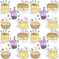 Cute Kawaii Asian Dumplings Food Illustration, Chibi Character of Chinese Dumplings, Oriental Food