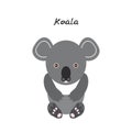 Cute Kawaii Australian koala, isolated on white background. Can be used for cards for preschool children games, learning words.