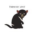 Cute Kawaii Australian Tasmanian devil, isolated on white background. Can be used for cards for preschool children games, learning Royalty Free Stock Photo