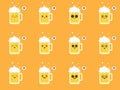 cute and kawaii beer flat design vector illustration. Funny beer glass character with smiling human emoji, cartoon vector
