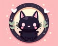 cute kawaii black cat illustration