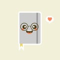 cute and kawaii book character . notebook with emotions. Funny cartoon character. Isolated vector illustration Royalty Free Stock Photo