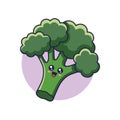 Cute Kawaii Broccoli cartoon icon illustration. Food vegitable flat icon concept isolated