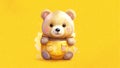 Cute kawaii brown bear in a shopping bag. AI Generated