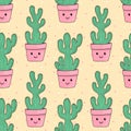 Cute Kawaii Cactus pots pattern