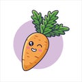 Cute Kawaii carrot cartoon icon illustration. Food vegitable flat icon concept isolated