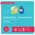 Cute kawaii Cartoon Wedding Invitation Royalty Free Stock Photo