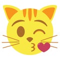 Cute Kawaii Cat Emoji Blowing A Kiss Colorful Isolated