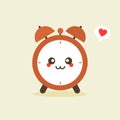 cute and kawaii character of alarm clock. Cute smiling happy alarm time clock. Vector flat cartoon character illustration icon